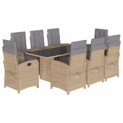 Set da Pranzo da Giardino 9 pz con Cuscini Beige in Polyrattancod mxl 112412 - Vista aggiuntiva 2