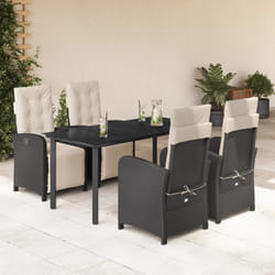 Set da Pranzo da Giardino 5 pz Nero con Cuscini in Polyrattancod mxl 92155