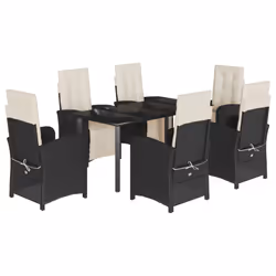 Set da Pranzo da Giardino 7 pz Nero con Cuscini in Polyrattancod mxl 110930 - Vista aggiuntiva 2