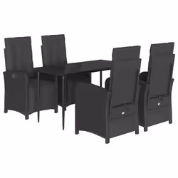 Set da Pranzo da Giardino 5 pz Nero con Cuscini in Polyrattancod mxl 89273 - Vista aggiuntiva 2