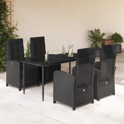 Set da Pranzo da Giardino 5 pz Nero con Cuscini in Polyrattancod mxl 110926