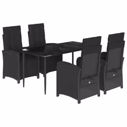 Set da Pranzo da Giardino 5 pz Nero con Cuscini in Polyrattancod mxl 110926 - Vista aggiuntiva 2