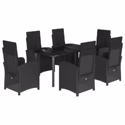 Set da Pranzo da Giardino 7 pz Nero con Cuscini in Polyrattancod mxl 92151 - Vista aggiuntiva 2