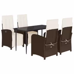 Set da Pranzo da Giardino 5pz con Cuscini in Polyrattan Marronecod mxl 112807 - Vista aggiuntiva 2