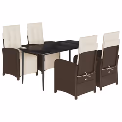 Set da Pranzo da Giardino 5pz con Cuscini in Polyrattan Marronecod mxl 92133 - Vista aggiuntiva 2