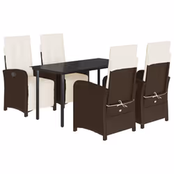 Set da Pranzo da Giardino 5pz con Cuscini in Polyrattan Marronecod mxl 92150 - Vista aggiuntiva 2