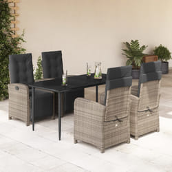 Set da Pranzo da Giardino 5 pz con Cuscini in Polyrattan Grigiocod mxl 110929