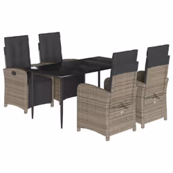 Set da Pranzo da Giardino 5 pz con Cuscini in Polyrattan Grigiocod mxl 110929 - Vista aggiuntiva 2