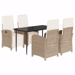 Set da Pranzo da Giardino 5 pz con Cuscini Beige in Polyrattancod mxl 92131 - Vista aggiuntiva 2