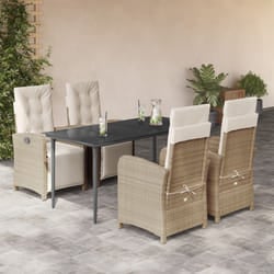 Set da Pranzo da Giardino 5 pz con Cuscini Beige in Polyrattancod mxl 116124