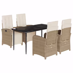 Set da Pranzo da Giardino 5 pz con Cuscini Beige in Polyrattancod mxl 116124 - Vista aggiuntiva 2