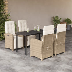 Set da Pranzo da Giardino 5 pz con Cuscini Beige in Polyrattancod mxl 93110
