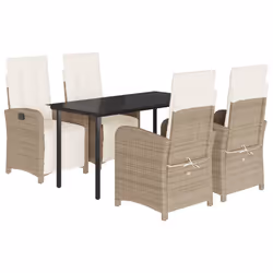 Set da Pranzo da Giardino 5 pz con Cuscini Beige in Polyrattancod mxl 93110 - Vista aggiuntiva 2