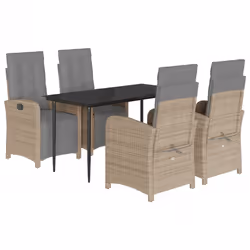 Set da Pranzo da Giardino 5 pz con Cuscini Beige in Polyrattancod mxl 113405 - Vista aggiuntiva 2