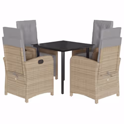 Set da Pranzo da Giardino 5 pz con Cuscini Beige in Polyrattancod mxl 114402 - Vista aggiuntiva 2