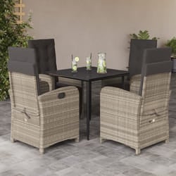 Set Pranzo da Giardino 5pz con Cuscini Grigio Chiaro Polyrattancod mxl 112019