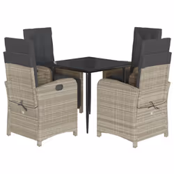 Set Pranzo da Giardino 5pz con Cuscini Grigio Chiaro Polyrattancod mxl 112019 - Vista aggiuntiva 2