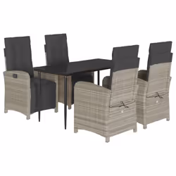 Set Pranzo da Giardino 5pz con Cuscini Grigio Chiaro Polyrattancod mxl 116125 - Vista aggiuntiva 2