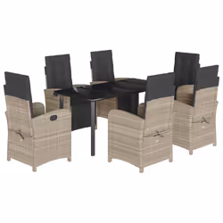 Set da Pranzo da Giardino 7 pz Cuscini Polyrattan Grigio Chiarocod mxl 110934 - Vista aggiuntiva 2