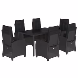 Set da Pranzo da Giardino 7 pz Nero con Cuscini in Polyrattancod mxl 111218 - Vista aggiuntiva 2