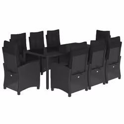 Set da Pranzo da Giardino 9 pz con Cuscini Nero in Polyrattancod mxl 111029 - Vista aggiuntiva 2