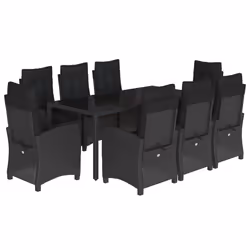 Set da Pranzo da Giardino 9 pz con Cuscini Nero in Polyrattancod mxl 87215 - Vista aggiuntiva 2