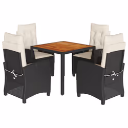 Set da Pranzo da Giardino 5 pz Nero con Cuscini in Polyrattancod mxl 111022 - Vista aggiuntiva 2