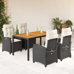 Vidaxl - Set da Pranzo da Giardino 5 pz Nero con Cuscini in Polyrattan
