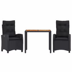Set da Pranzo da Giardino 3 pz con Cuscini Nero in Polyrattancod mxl 87032 - Vista aggiuntiva 2