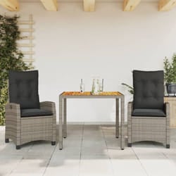 Set da Pranzo da Giardino 3 pz con Cuscini in Polyrattan Grigio Vidaxl