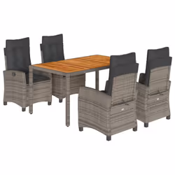 Set da Pranzo da Giardino 5 pz con Cuscini in Polyrattan Grigiocod mxl 87019 - Vista aggiuntiva 2
