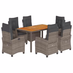 Set da Pranzo da Giardino 7 pz con Cuscini in Polyrattan Grigiocod mxl 87216 - Vista aggiuntiva 2