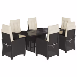 Set da Pranzo da Giardino 7 pz Nero con Cuscini in Polyrattancod mxl 111031 - Vista aggiuntiva 2