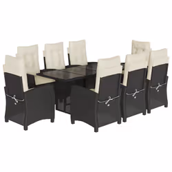 Set da Pranzo da Giardino 9 pz con Cuscini Nero in Polyrattancod mxl 111217 - Vista aggiuntiva 2