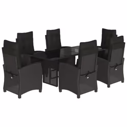 Set da Pranzo da Giardino 7 pz Nero con Cuscini in Polyrattancod mxl 87024 - Vista aggiuntiva 2