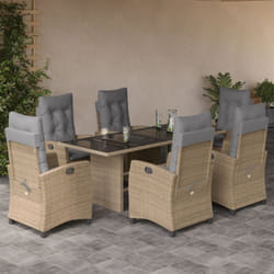 Set Pranzo da Giardino 7 pz con Cuscini Beige Misto Polyrattan Vidaxl