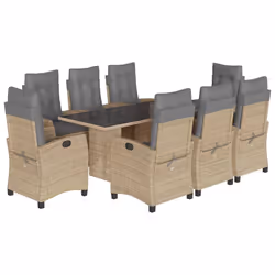 Set Pranzo da Giardino 9 pz con Cuscini Beige Misto Polyrattancod mxl 111019 - Vista aggiuntiva 2