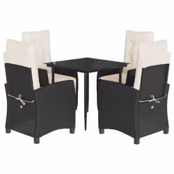 Set da Pranzo da Giardino 5 pz Nero con Cuscini in Polyrattancod mxl 111216 - Vista aggiuntiva 2