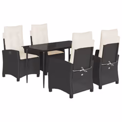Set da Pranzo da Giardino 5 pz Nero con Cuscini in Polyrattancod mxl 87048 - Vista aggiuntiva 2