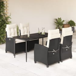 Set da Pranzo da Giardino 5 pz Nero con Cuscini in Polyrattancod mxl 111045