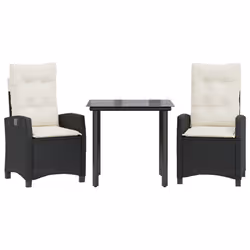 Set da Pranzo da Giardino 3 pz con Cuscini Nero in Polyrattancod mxl 111030 - Vista aggiuntiva 2