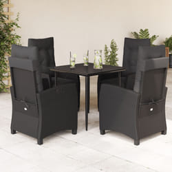 Set da Pranzo da Giardino 5 pz Nero con Cuscini in Polyrattancod mxl 90006