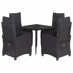 Set da Pranzo da Giardino 5 pz Nero con Cuscini in Polyrattancod mxl 90006 - Vista aggiuntiva 2