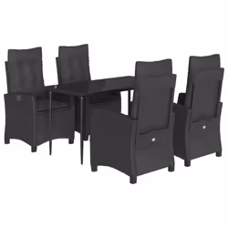 Set da Pranzo da Giardino 5 pz Nero con Cuscini in Polyrattancod mxl 111054 - Vista aggiuntiva 2