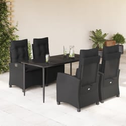 Set da Pranzo da Giardino 5 pz Nero con Cuscini in Polyrattancod mxl 87046