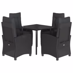 Set da Pranzo da Giardino 5 pz Nero con Cuscini in Polyrattancod mxl 111040 - Vista aggiuntiva 2