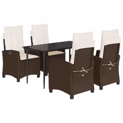 Set da Pranzo da Giardino 5pz con Cuscini in Polyrattan Marronecod mxl 87023 - Vista aggiuntiva 2