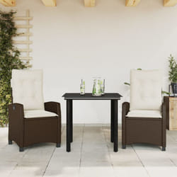 Vidaxl - Set da Pranzo da Giardino 3pz con Cuscini in Polyrattan Marrone