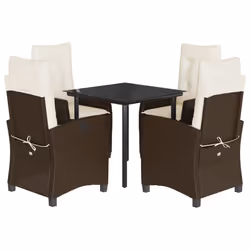 Set da Pranzo da Giardino 5pz con Cuscini in Polyrattan Marronecod mxl 87054 - Vista aggiuntiva 2