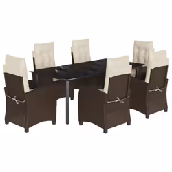 Set da Pranzo da Giardino 7pz con Cuscini in Polyrattan Marronecod mxl 111052 - Vista aggiuntiva 2